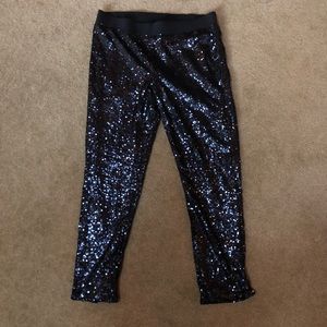 NWT NAVY SEQUIN PANTS W/ ELASTIC WAIST SZ L